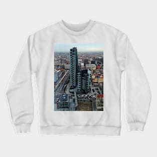 Aerial View of Central Milan with a Skyscraper Crewneck Sweatshirt